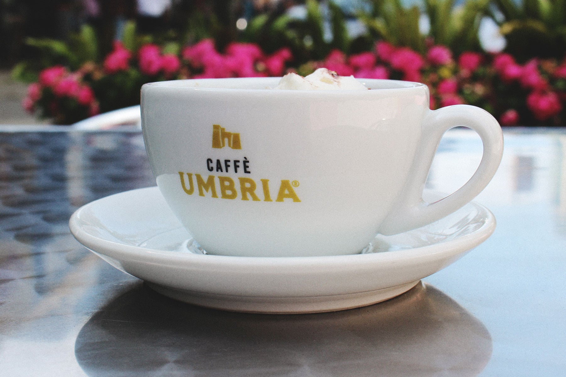 cup of coffee on table outside