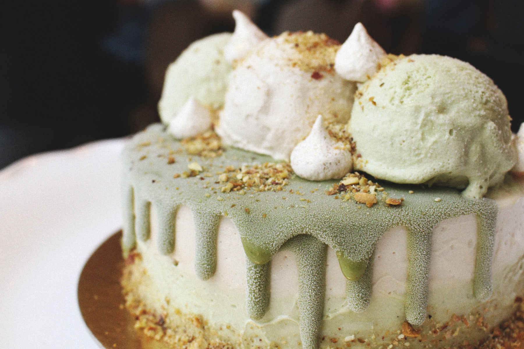 gelato cake with green frosting